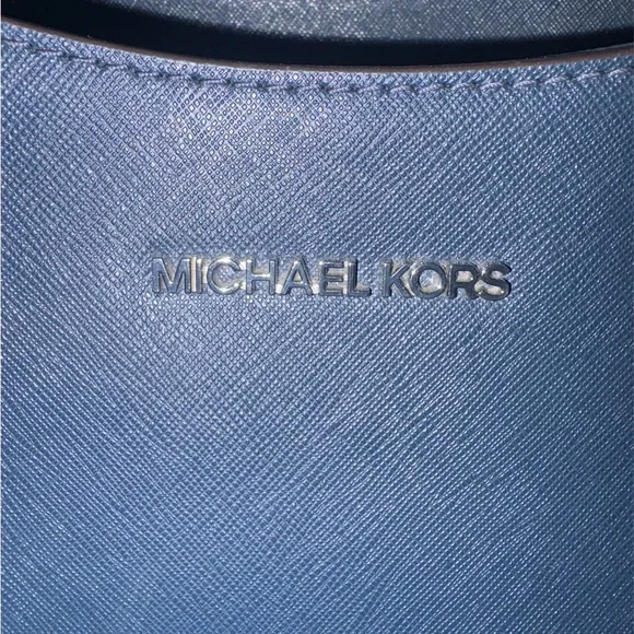 Michael Kors Jet Set Travel Large Saffiano Leather Chain Shoulder Tote Dark Navy - Picture 8 of 11